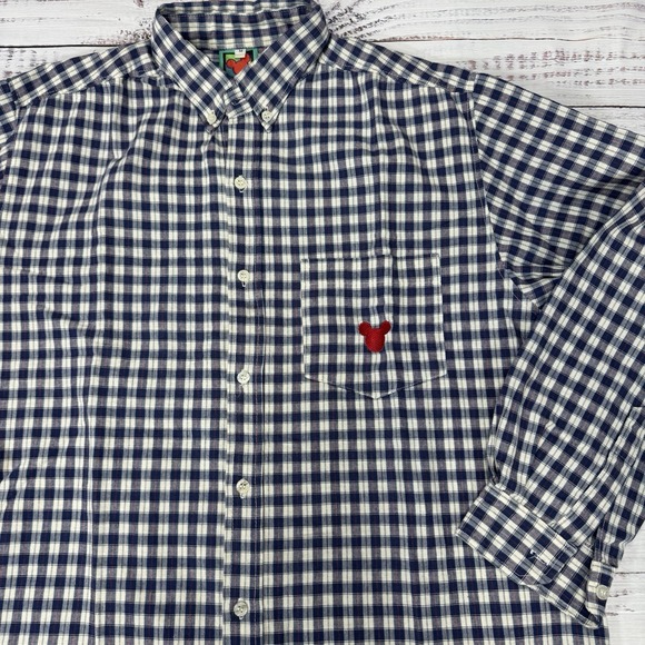Mickey Unlimited Other - VTG Mickey Unlimited Blue Plaid Button Up LS Shirt Med Mickey Embroidered Pocket